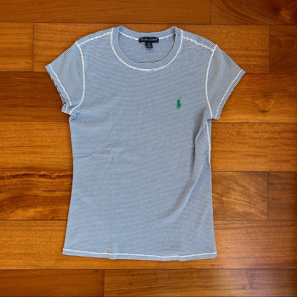 Polo Ralph Lauren Blue and White striped T shirt size Small